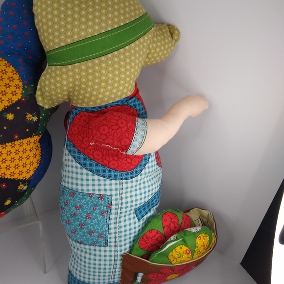 Handmade Patchwork Hen, Girl and Bear?? Plush Pillows - Picture 7 of 13